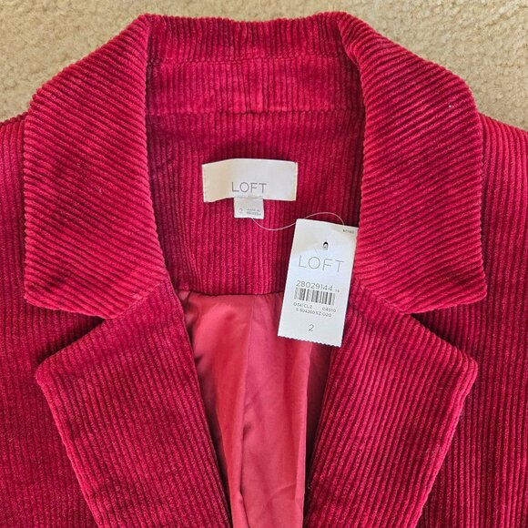 NWT Loft Corduroy Blazer Burgundy Red - Picture 2 of 7